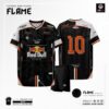 Áo Bóng Đá Không Logo FLAME Màu Đen Mạnh Mẽ Dễ Phối Logo