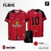 Áo Bóng Đá Không Logo FLAME Màu Đỏ Thiết Kế Thái Lan