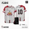 Áo Bóng Đá Không Logo FLAME Màu Trắng In Theo Yêu Cầu
