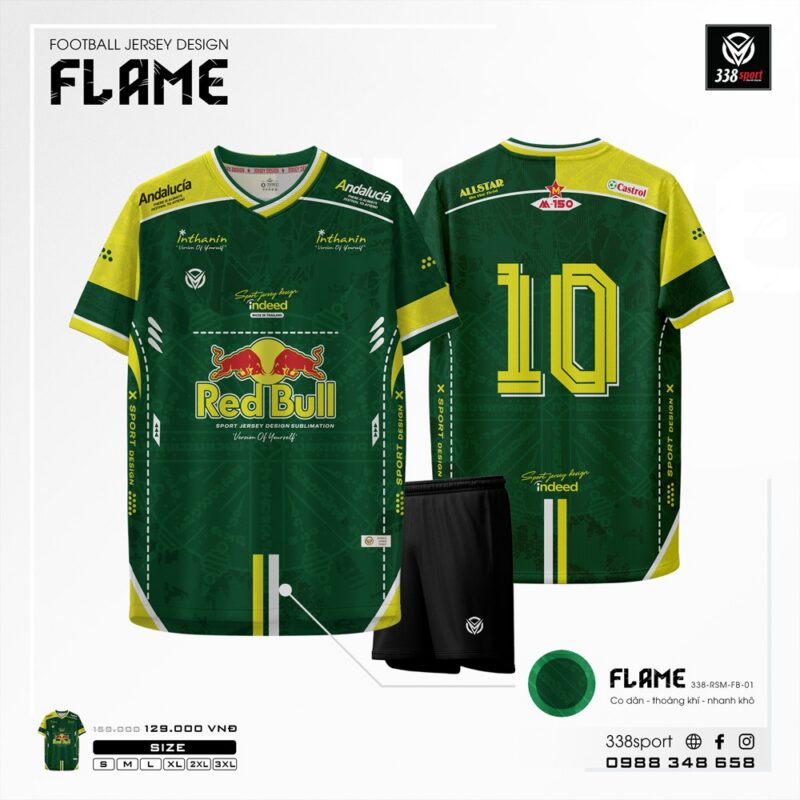 Áo Bóng Đá Không Logo Flame 338sport Thiết Kế Mới