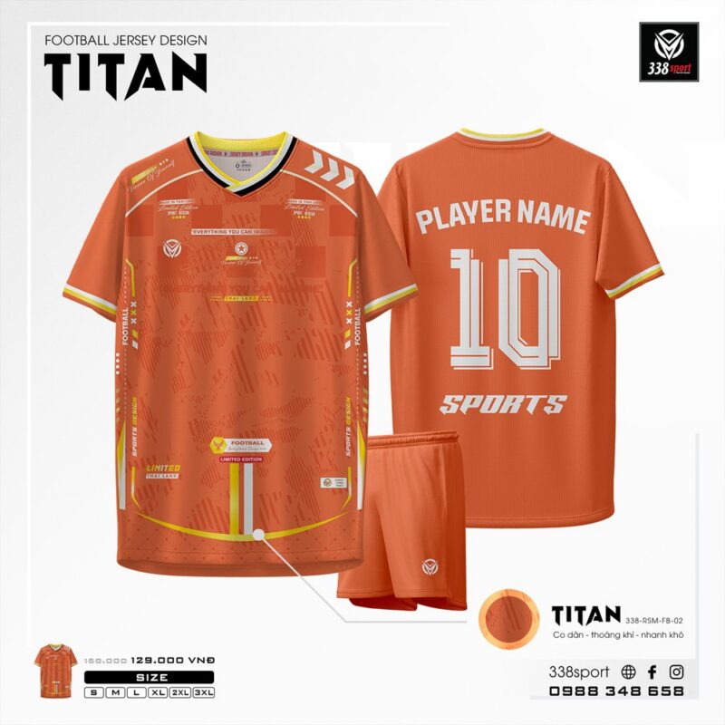 Áo Bóng Đá Không Logo Titan Màu Cam Hà Lan Mới