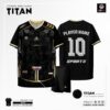 Mẫu Áo Bóng Đá Không Logo TITAN Màu Đen Phối Vàng Đồng