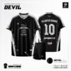 Mẫu Áo Bóng Đá Không Logo DEVIL Màu Đen Giá Rẻ