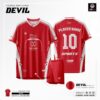 Áo Bóng Đá Không Logo DEVIL Màu Đỏ Đô Giá Rẻ