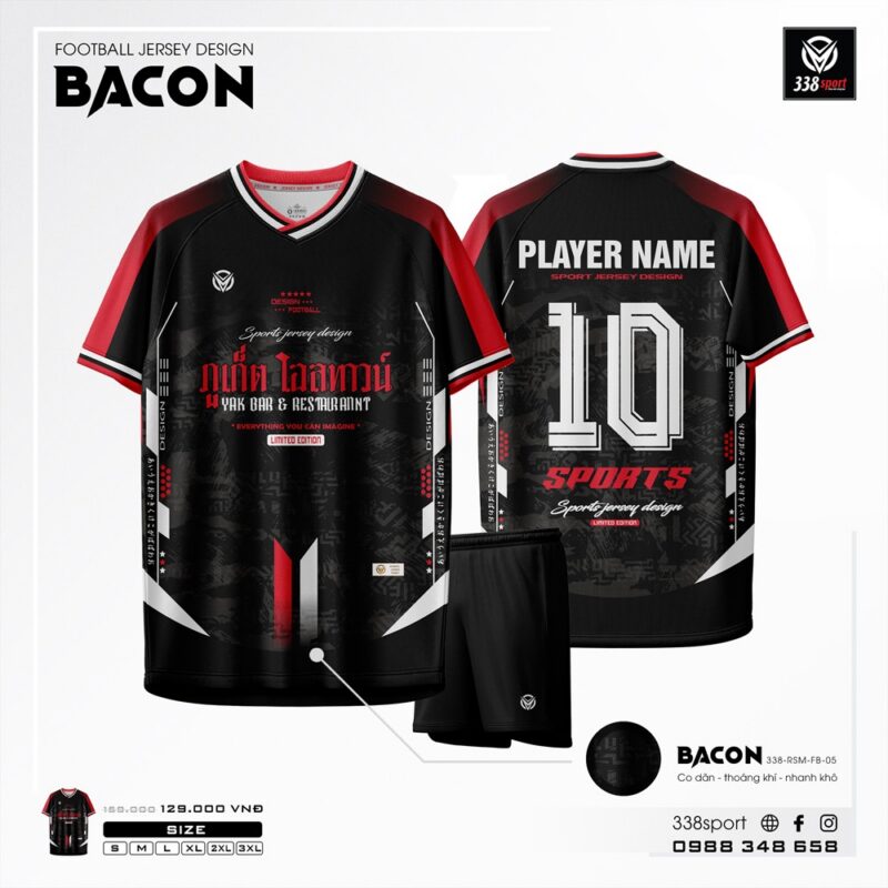 Áo Bóng Đá Không Logo BACON Màu Đen Giá Tốt Tại Hà Nội