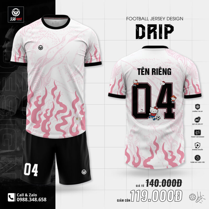Áo Bóng Đá Không Logo Reup Thiết Kế Drip Màu Hồng Đẹp