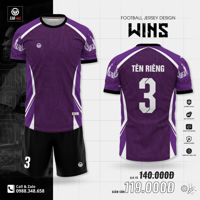 Bộ Quần Áo Bóng Đá Không Logo Reup Wins Màu Tím