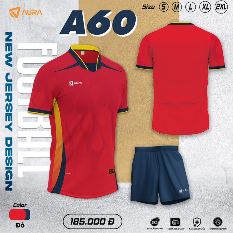 Áo Bóng Đá A60 Kiểu 1 Đỏ - Năng Động Cùng Sắc Đỏ Đam Mê