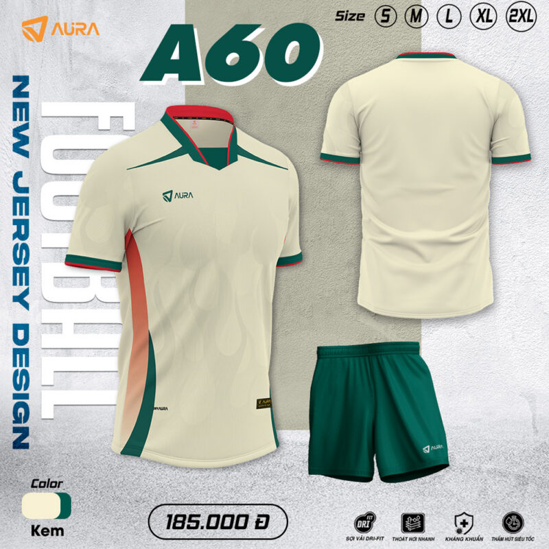 Áo Bóng Đá Aura A60 Kiểu 1 Màu Kem – Thanh Lịch & Đỉnh Cao Hiệu Suất