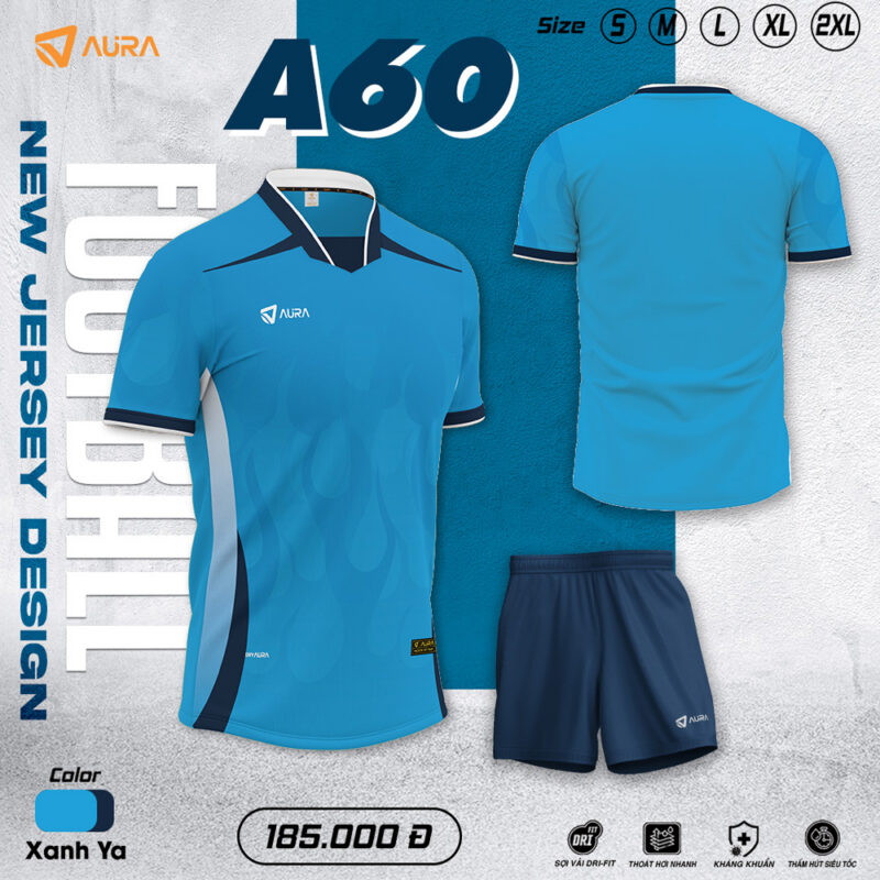 Áo Bóng Đá A60 Kiểu 1 Xanh Da Trời – Thiết Kế Năng Động, Chất Liệu Dri-Fit Thoáng Mát