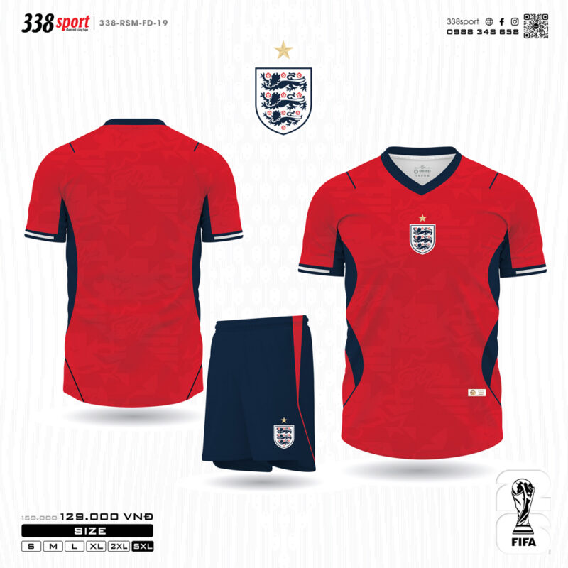 Áo Bóng Đá Đỏ Đội Tuyển Anh Sân Khách World Cup 2026