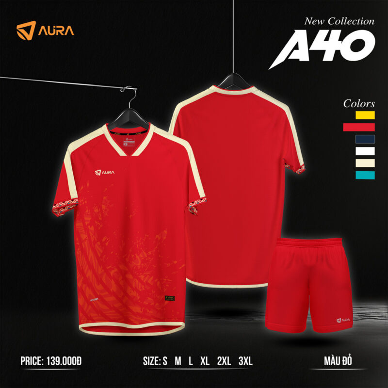 Áo Không Logo AURA A10 Đỏ – Năng Động, Nhiệt Huyết Cho Đội Bóng Của Bạn