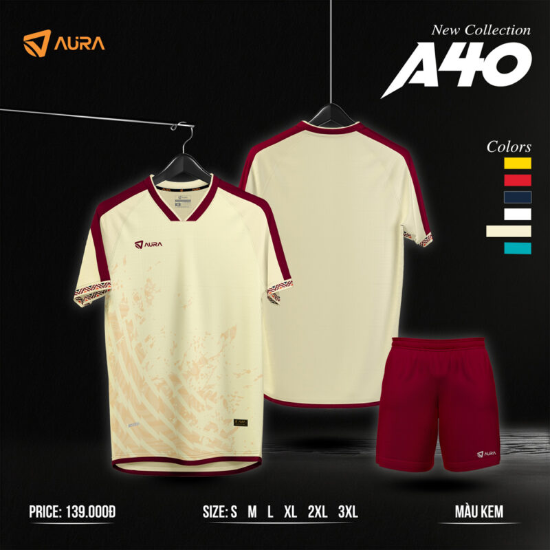 Áo Không Logo AURA A10 Màu Kem Đỏ Đô – Thanh Lịch & Năng Động
