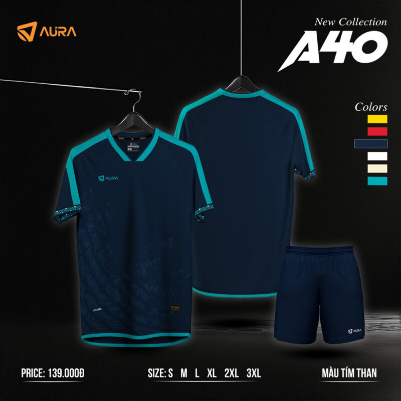 Áo Thun Thể Thao Aura A40 Tím Than – Thiết Kế Năng Động, Hiện Đại