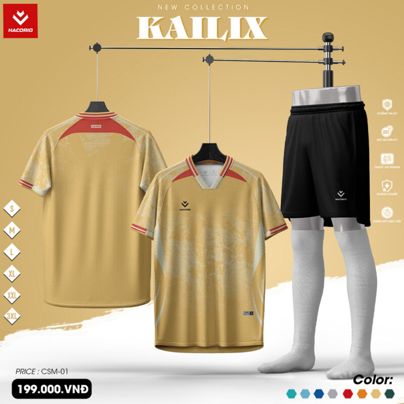 Áo Bóng Đá CSM 01 KAILIX Vàng Sang Trọng – Đẳng Cấp, Hiện Đại, Giá Tốt