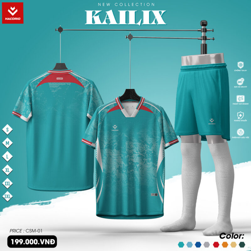 Áo Bóng Đá CSM 01 KAILIX Xanh Ngọc – Thiết Kế Năng Động, Chất Liệu Công Nghệ Cao