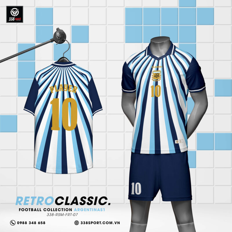 Áo Bóng Đá Argentina Retro S1 Đội Tuyển Đẹp Chuẩn Vintage